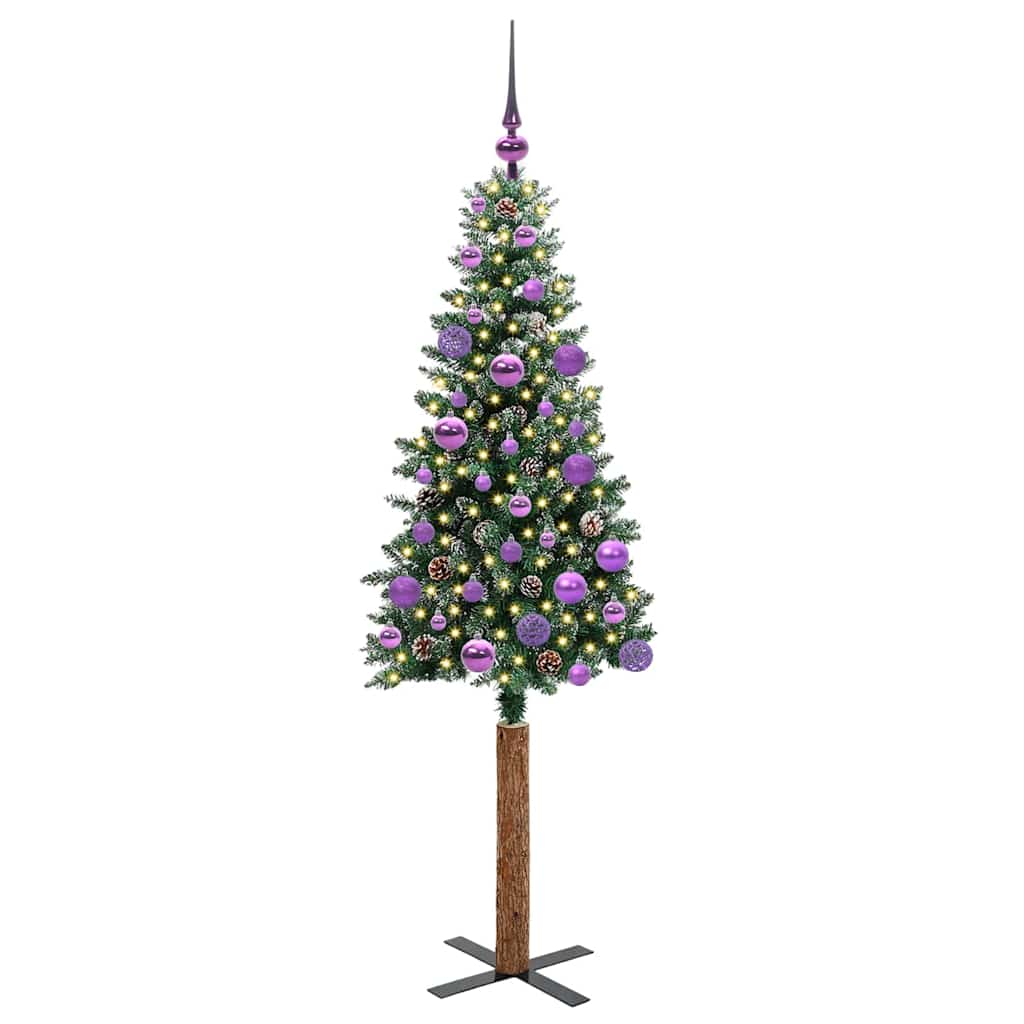 Slanke Kerstboom Groen 150 cm PVC en massief dennenhout is nu te koop bij PeponiXL, paradijselijk wonen!