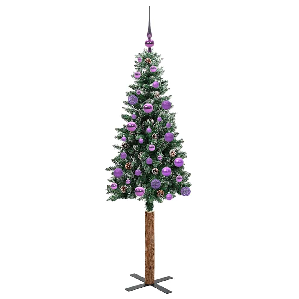 Slanke Kerstboom Groen 150 cm PVC en massief dennenhout is nu te koop bij PeponiXL, paradijselijk wonen!