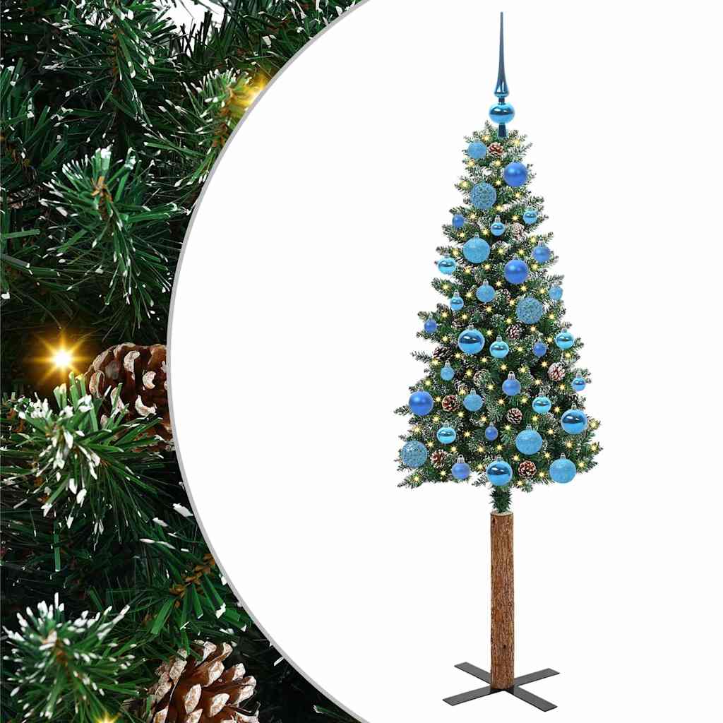 Slanke Kerstboom Groen 150 cm PVC en massief dennenhout is nu te koop bij PeponiXL, paradijselijk wonen!