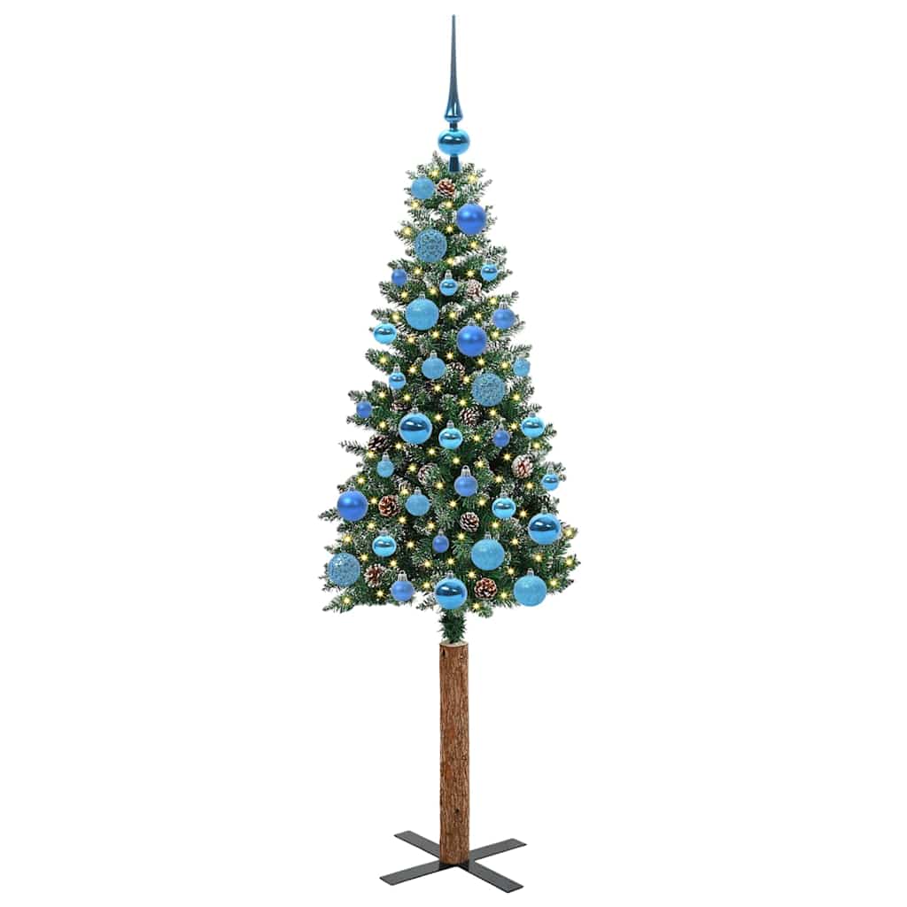Slanke Kerstboom Groen 150 cm PVC en massief dennenhout is nu te koop bij PeponiXL, paradijselijk wonen!