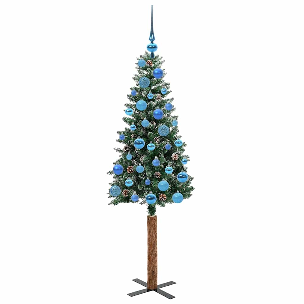 Slanke Kerstboom Groen 150 cm PVC en massief dennenhout is nu te koop bij PeponiXL, paradijselijk wonen!