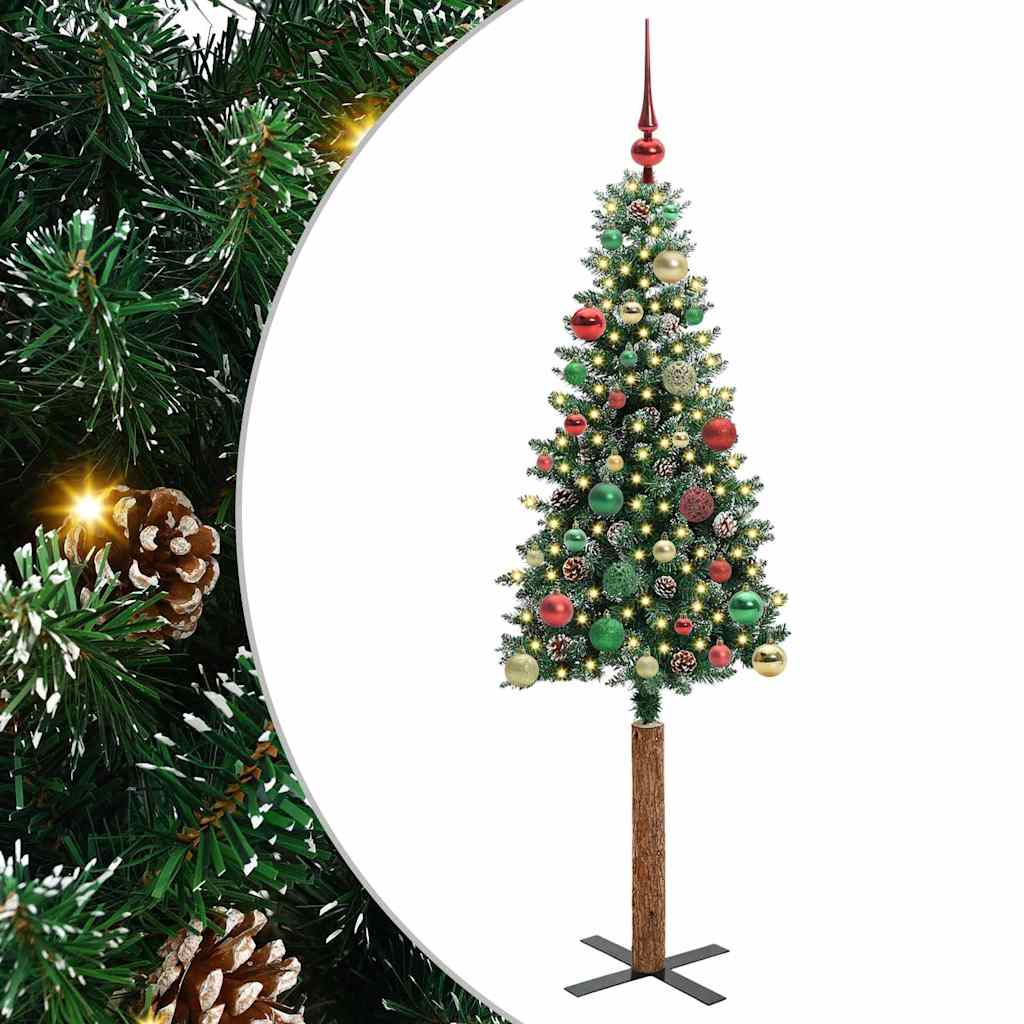 Slanke Kerstboom Groen 150 cm PVC en massief dennenhout is nu te koop bij PeponiXL, paradijselijk wonen!