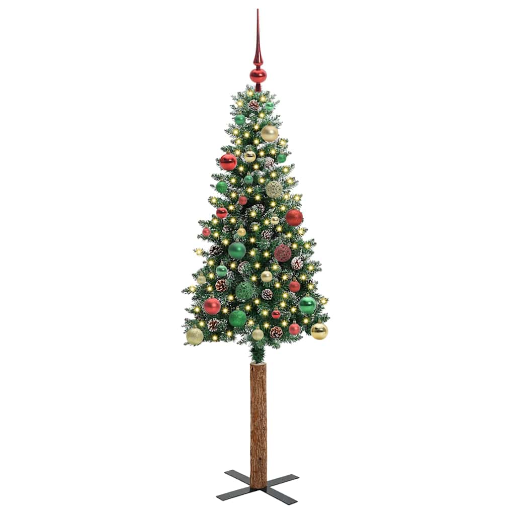 Slanke Kerstboom Groen 150 cm PVC en massief dennenhout is nu te koop bij PeponiXL, paradijselijk wonen!