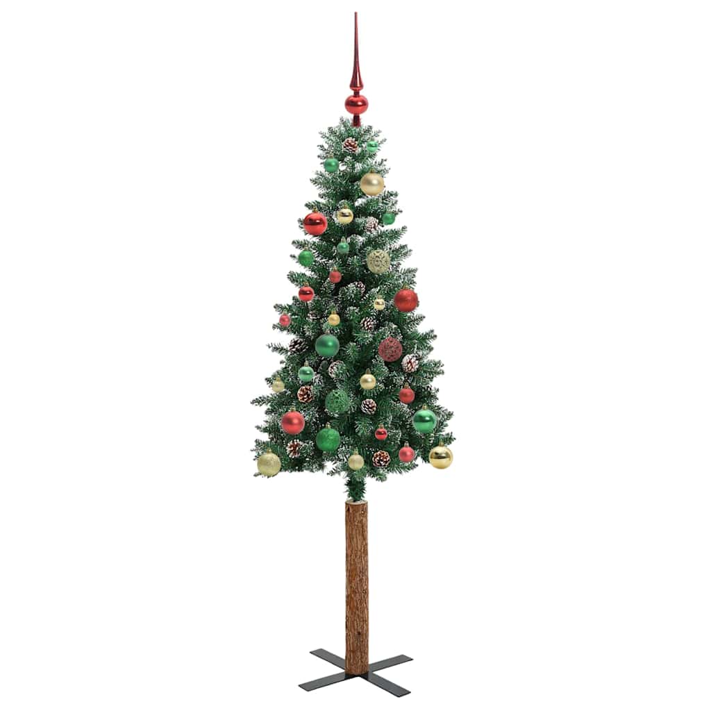 Slanke Kerstboom Groen 150 cm PVC en massief dennenhout is nu te koop bij PeponiXL, paradijselijk wonen!