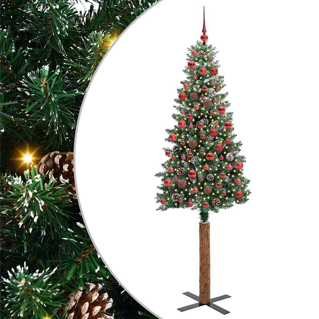 Slanke Kerstboom Groen 180 cm PVC en massief dennenhout is nu te koop bij PeponiXL, paradijselijk wonen!