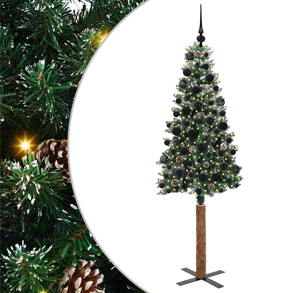 Slanke Kerstboom Groen 180 cm PVC en massief dennenhout is nu te koop bij PeponiXL, paradijselijk wonen!