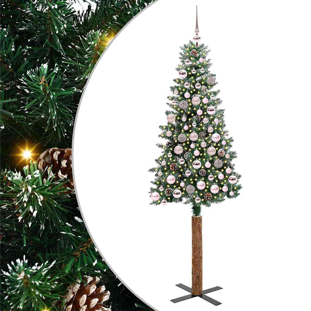 Slanke Kerstboom Groen 180 cm PVC en massief dennenhout is nu te koop bij PeponiXL, paradijselijk wonen!