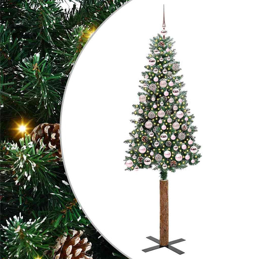 Slanke Kerstboom Groen 180 cm PVC en massief dennenhout is nu te koop bij PeponiXL, paradijselijk wonen!