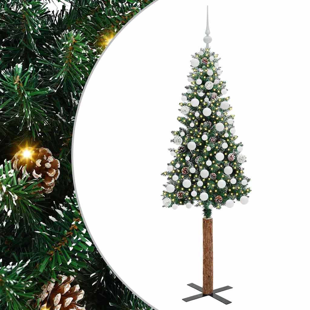 Slanke Kerstboom Groen 180 cm PVC en massief dennenhout is nu te koop bij PeponiXL, paradijselijk wonen!