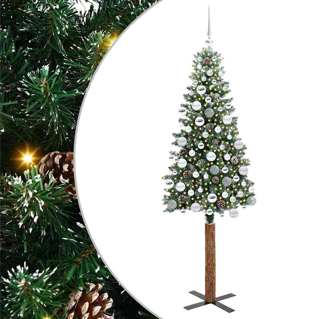 Slanke Kerstboom Groen 180 cm PVC en massief dennenhout is nu te koop bij PeponiXL, paradijselijk wonen!