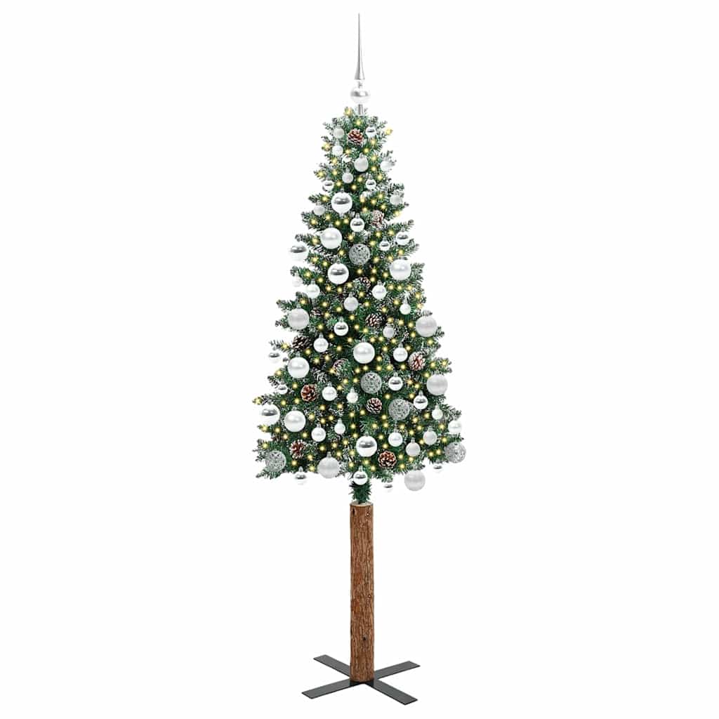 Slanke Kerstboom Groen 180 cm PVC en massief dennenhout is nu te koop bij PeponiXL, paradijselijk wonen!