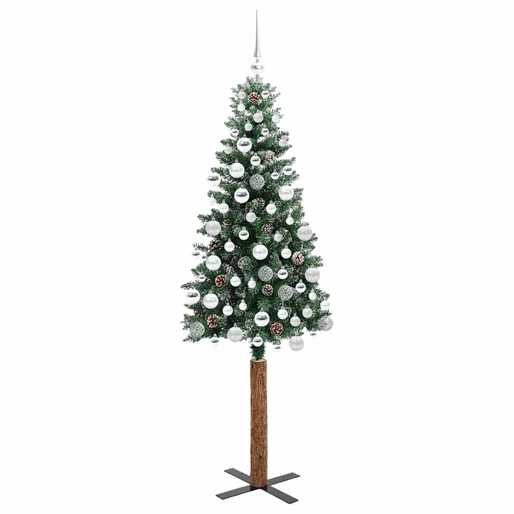 Slanke Kerstboom Groen 180 cm PVC en massief dennenhout is nu te koop bij PeponiXL, paradijselijk wonen!