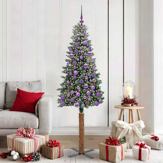 Slanke Kerstboom Groen 180 cm PVC en massief dennenhout is nu te koop bij PeponiXL, paradijselijk wonen!