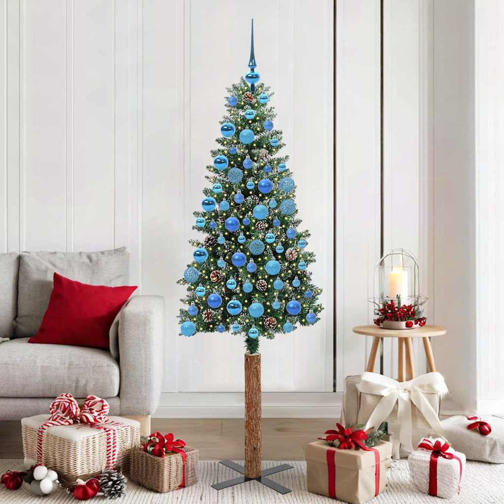 Slanke Kerstboom Groen 180 cm PVC en massief dennenhout is nu te koop bij PeponiXL, paradijselijk wonen!
