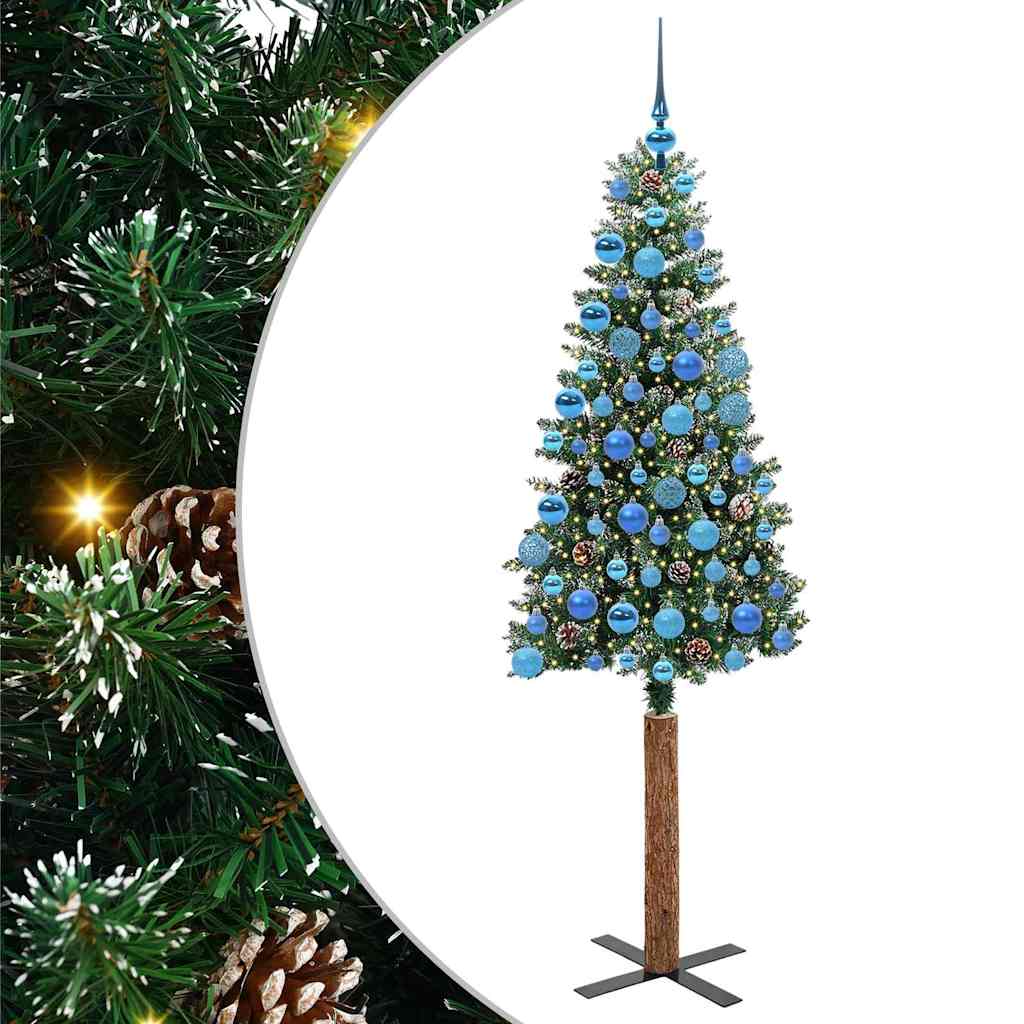 Slanke Kerstboom Groen 180 cm PVC en massief dennenhout is nu te koop bij PeponiXL, paradijselijk wonen!