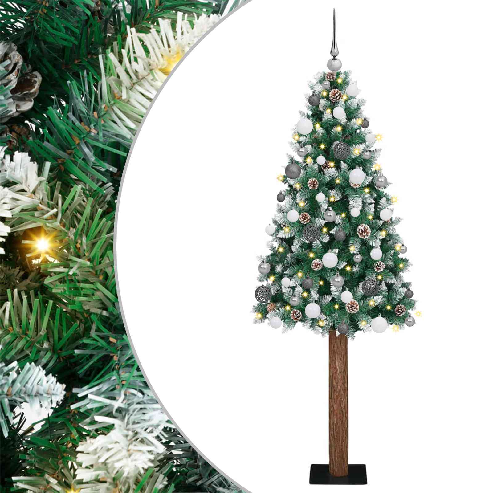 Slanke Kerstboom Groen 210 cm PVC en massief dennenhout is nu te koop bij PeponiXL, paradijselijk wonen!