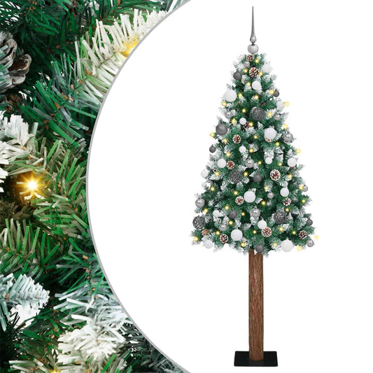Slanke Kerstboom Groen 210 cm PVC en massief dennenhout is nu te koop bij PeponiXL, paradijselijk wonen!