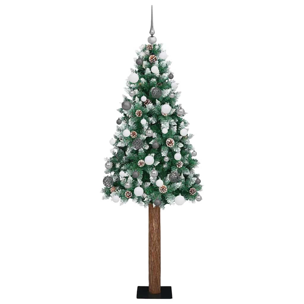 Slanke Kerstboom Groen 210 cm PVC en massief dennenhout is nu te koop bij PeponiXL, paradijselijk wonen!