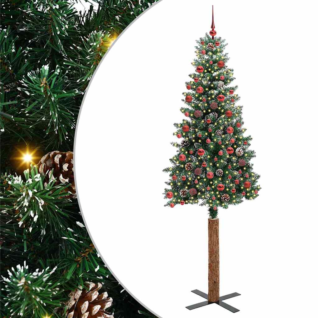 Slanke Kerstboom Groen 210 cm PVC en massief dennenhout is nu te koop bij PeponiXL, paradijselijk wonen!