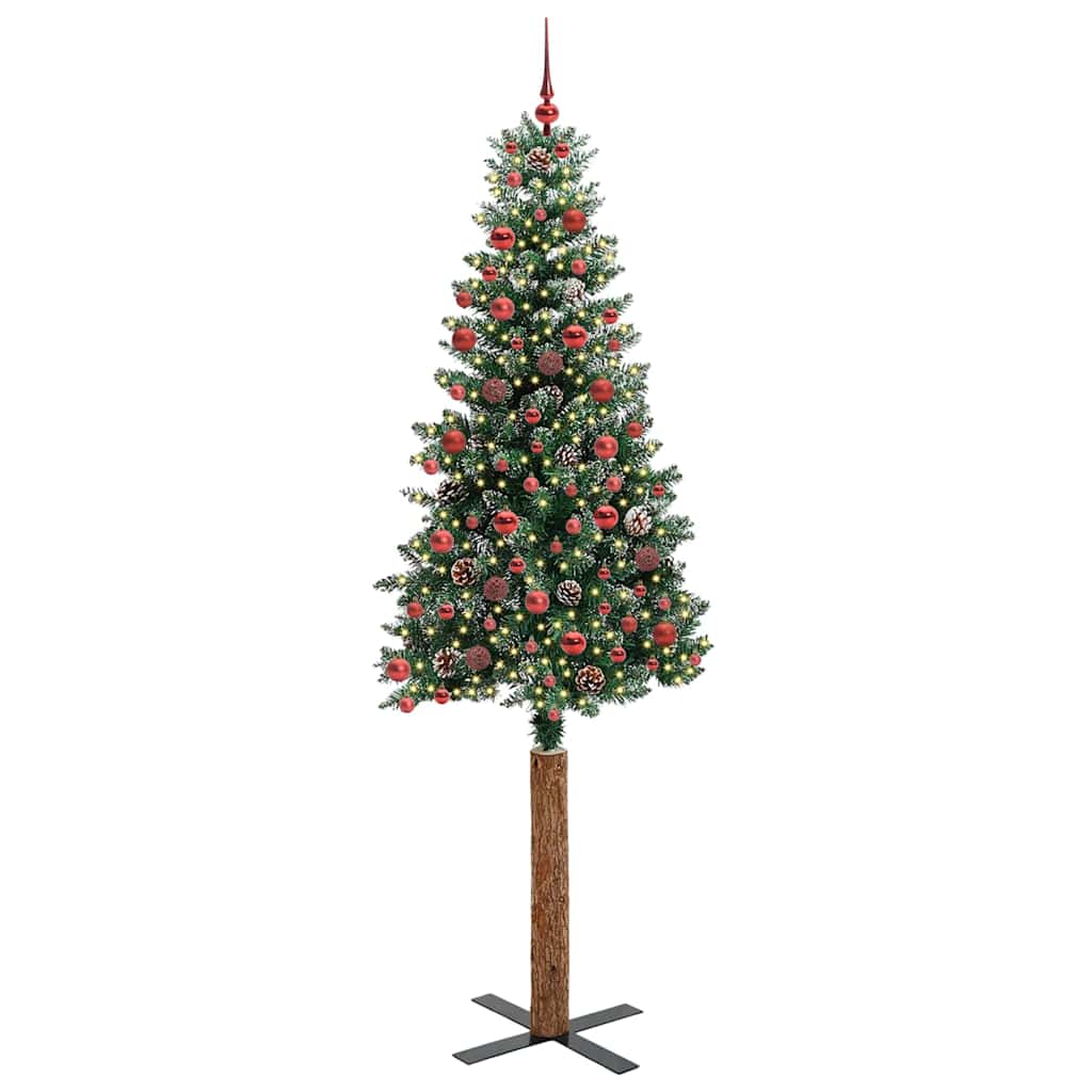 Slanke Kerstboom Groen 210 cm PVC en massief dennenhout is nu te koop bij PeponiXL, paradijselijk wonen!