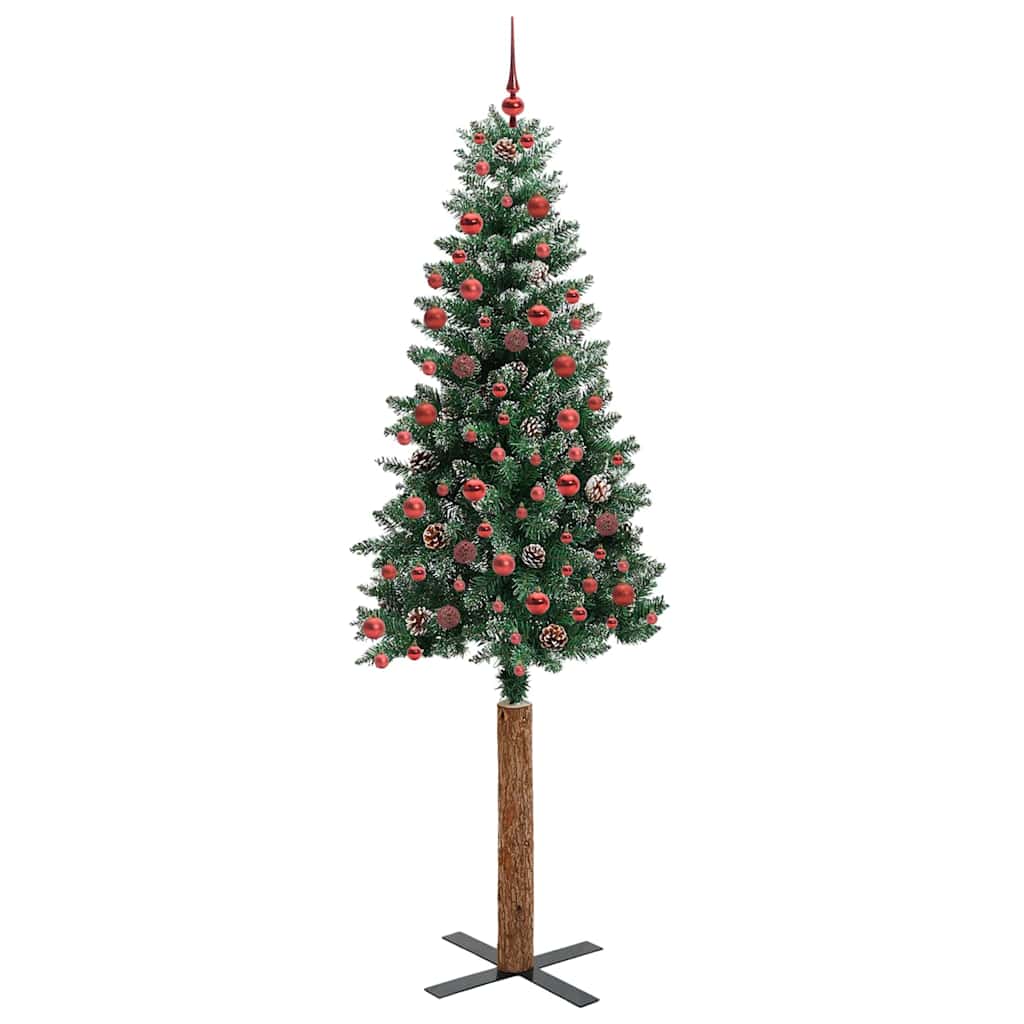 Slanke Kerstboom Groen 210 cm PVC en massief dennenhout is nu te koop bij PeponiXL, paradijselijk wonen!