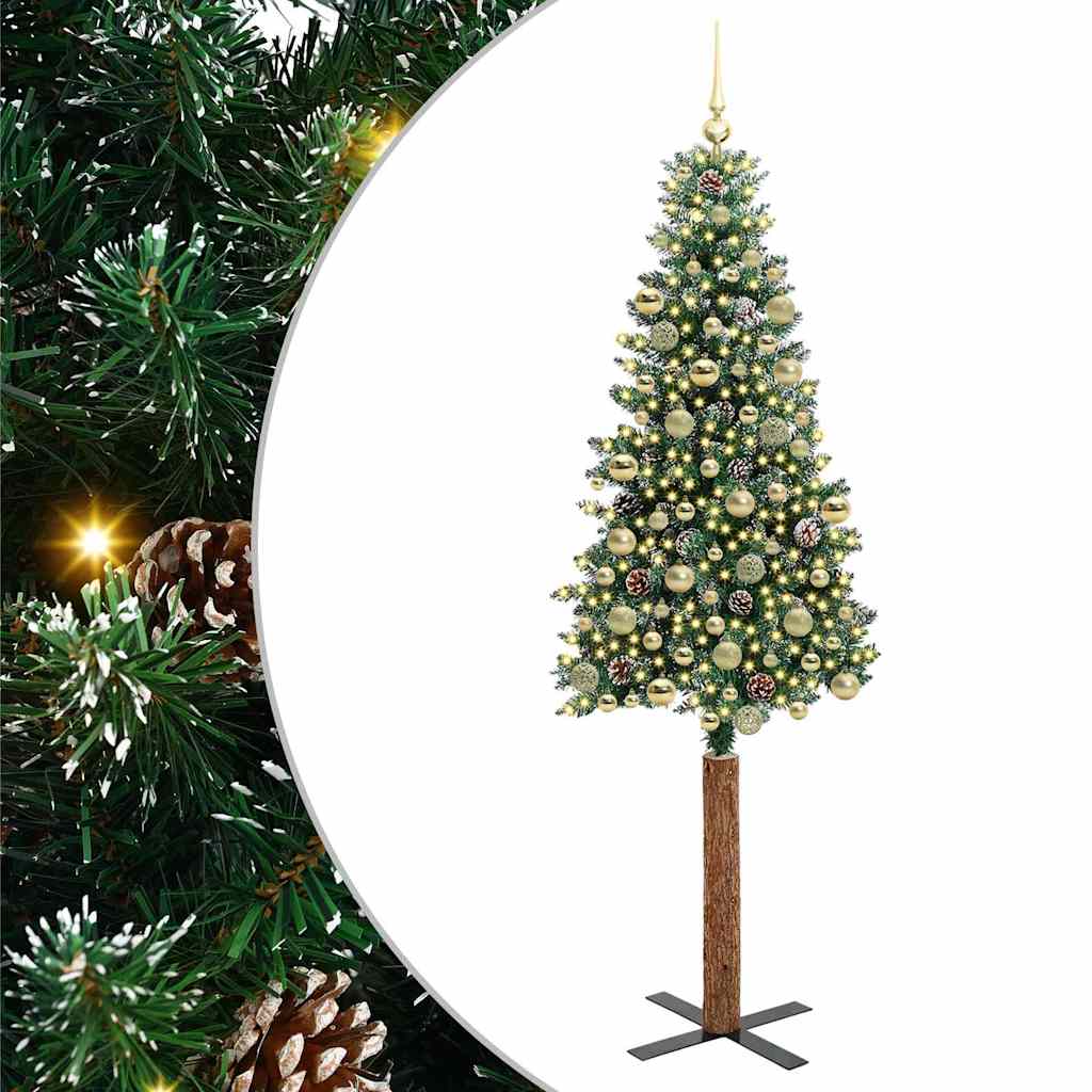 Slanke Kerstboom Groen 210 cm PVC en massief dennenhout is nu te koop bij PeponiXL, paradijselijk wonen!