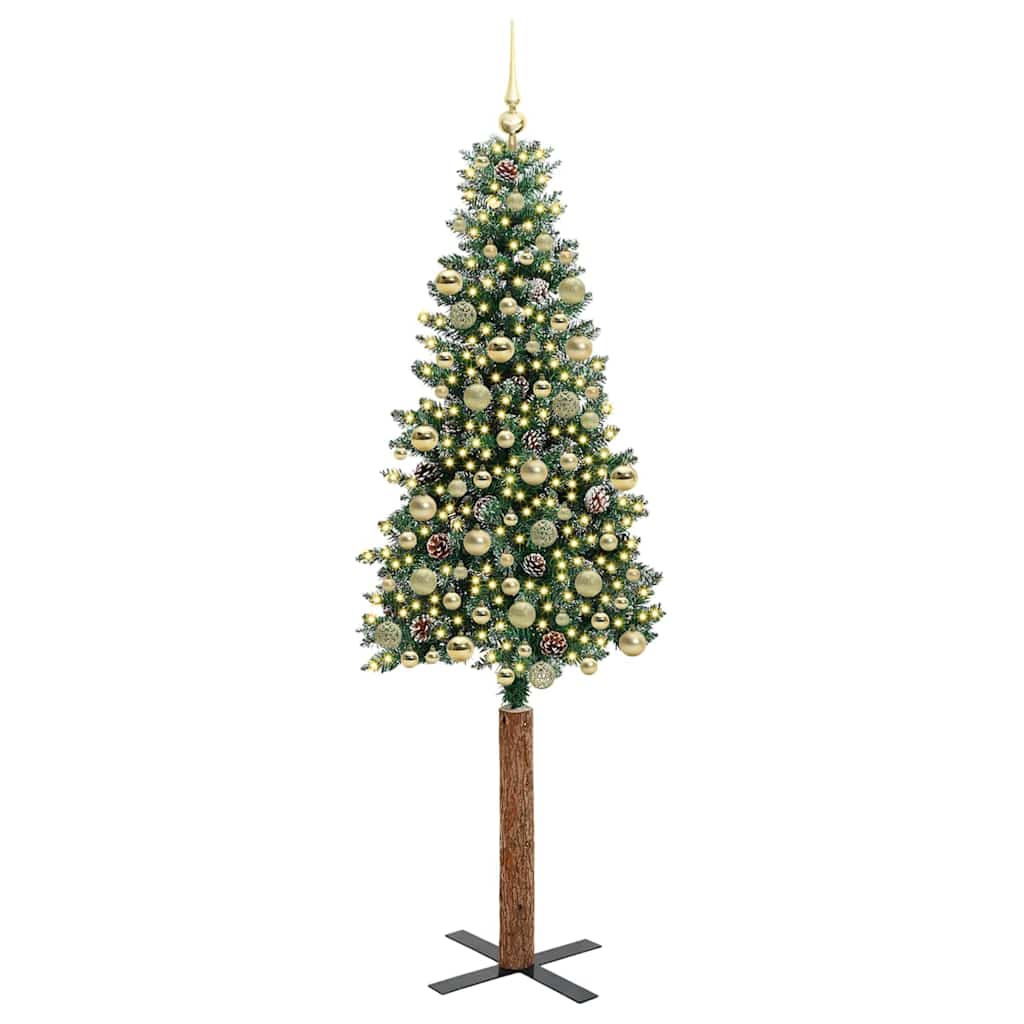 Slanke Kerstboom Groen 210 cm PVC en massief dennenhout is nu te koop bij PeponiXL, paradijselijk wonen!