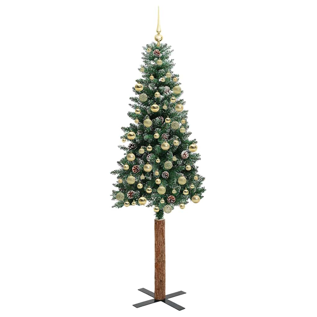 Slanke Kerstboom Groen 210 cm PVC en massief dennenhout is nu te koop bij PeponiXL, paradijselijk wonen!