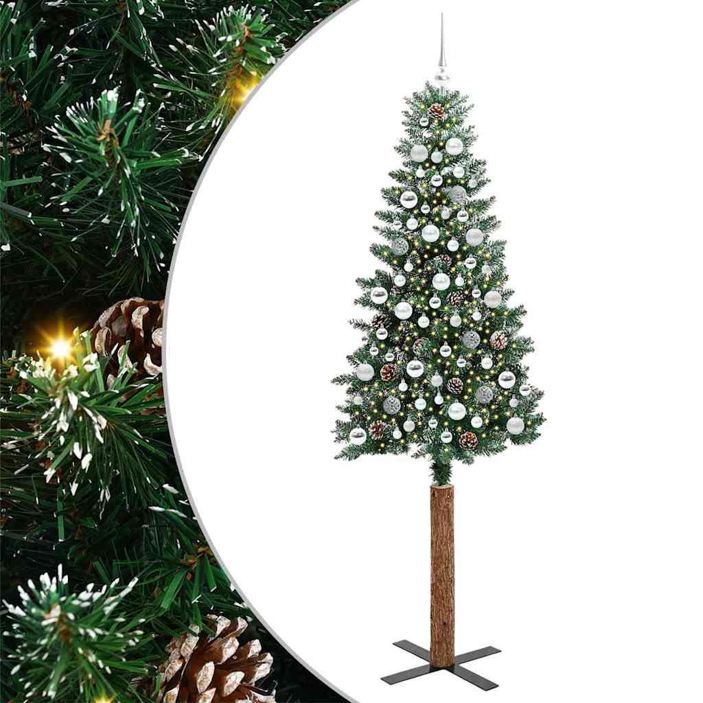 Slanke Kerstboom Groen 210 cm PVC en massief dennenhout is nu te koop bij PeponiXL, paradijselijk wonen!