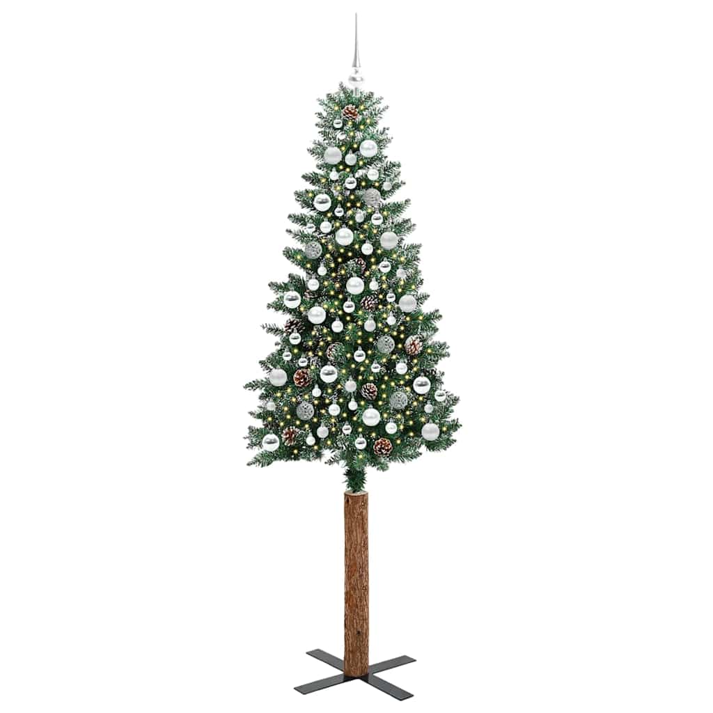Slanke Kerstboom Groen 210 cm PVC en massief dennenhout is nu te koop bij PeponiXL, paradijselijk wonen!