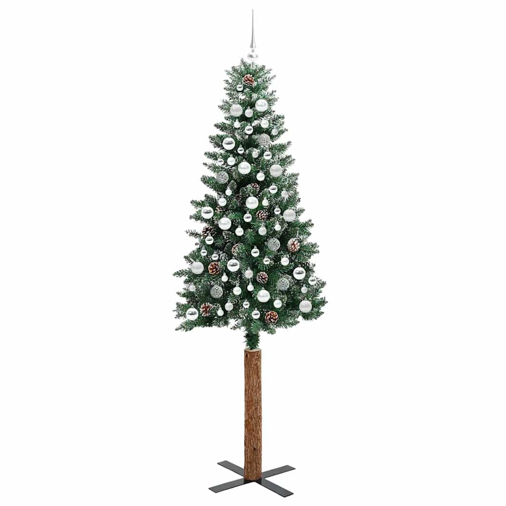 Slanke Kerstboom Groen 210 cm PVC en massief dennenhout is nu te koop bij PeponiXL, paradijselijk wonen!