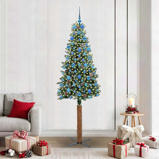 Slanke Kerstboom Groen 210 cm PVC en massief dennenhout is nu te koop bij PeponiXL, paradijselijk wonen!