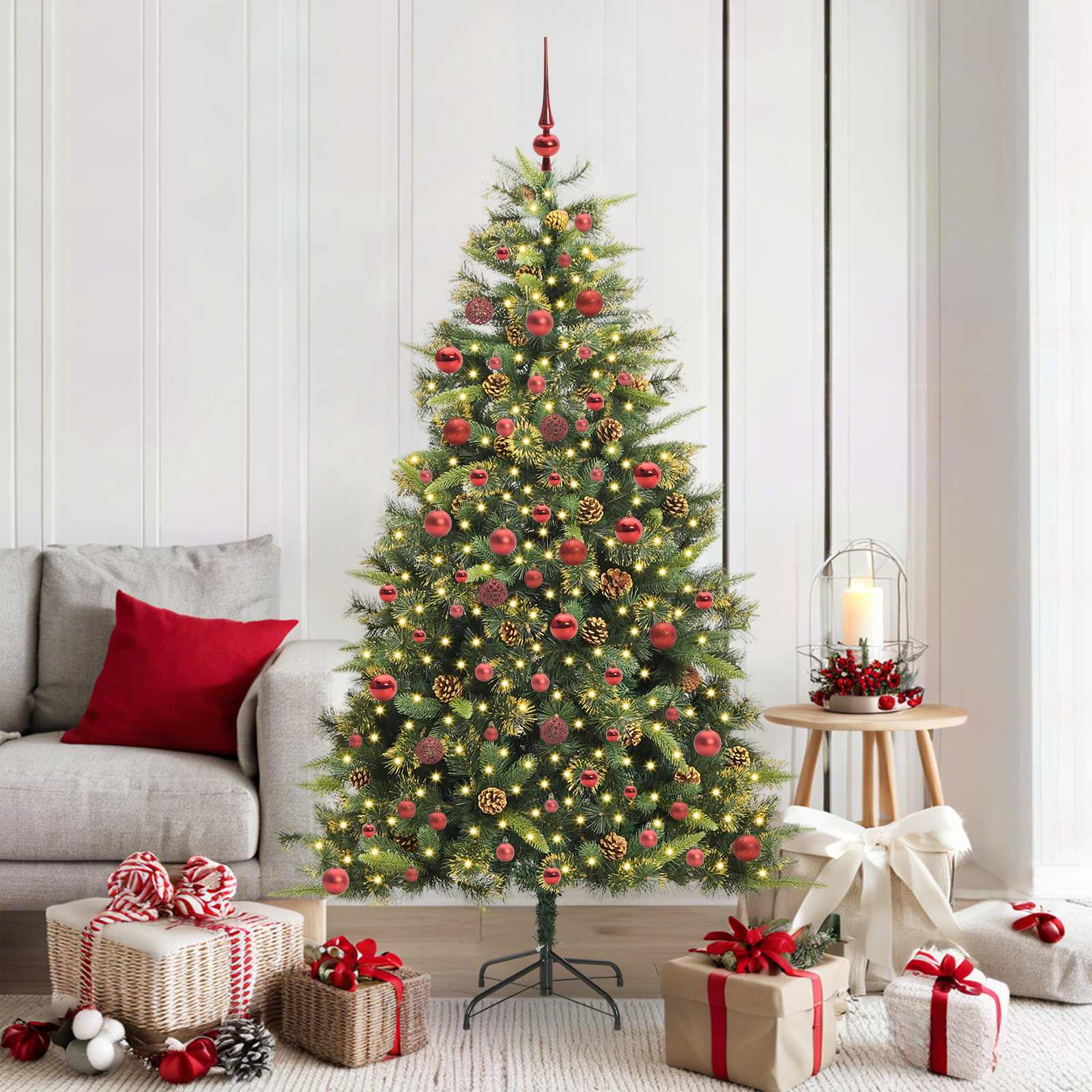 Kunstmatige Scharnier Kerstboom met Cones Groen 180 cm is nu te koop bij PeponiXL, paradijselijk wonen!