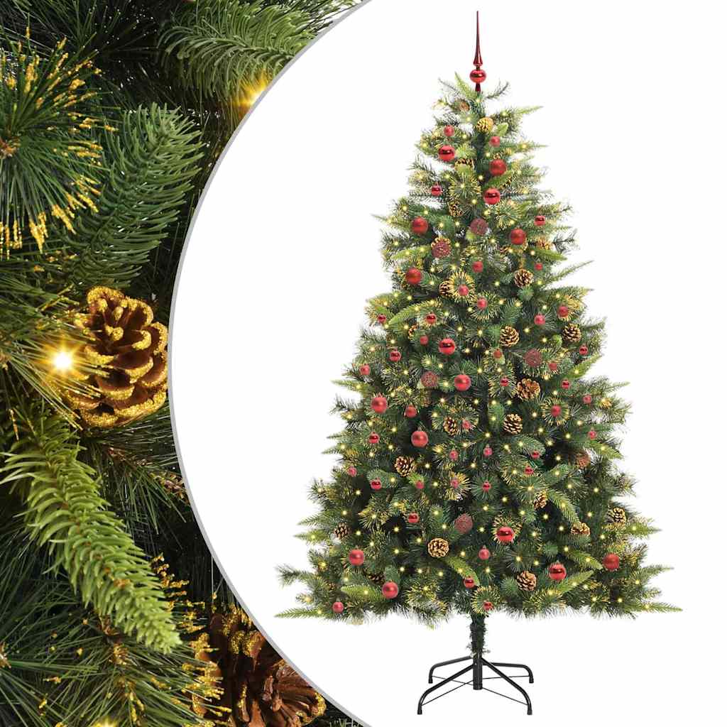 Kunstmatige Scharnier Kerstboom met Cones Groen 210 cm