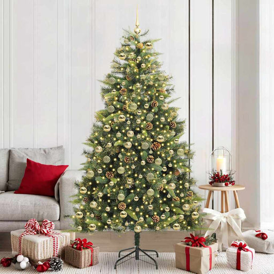 Kunstmatige Scharnier Kerstboom met Cones Groen 210 cm is nu te koop bij PeponiXL, paradijselijk wonen!