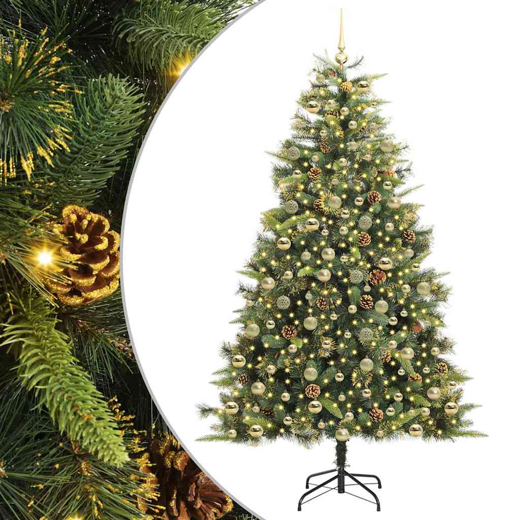 Kunstmatige Scharnier Kerstboom met Cones Groen 210 cm