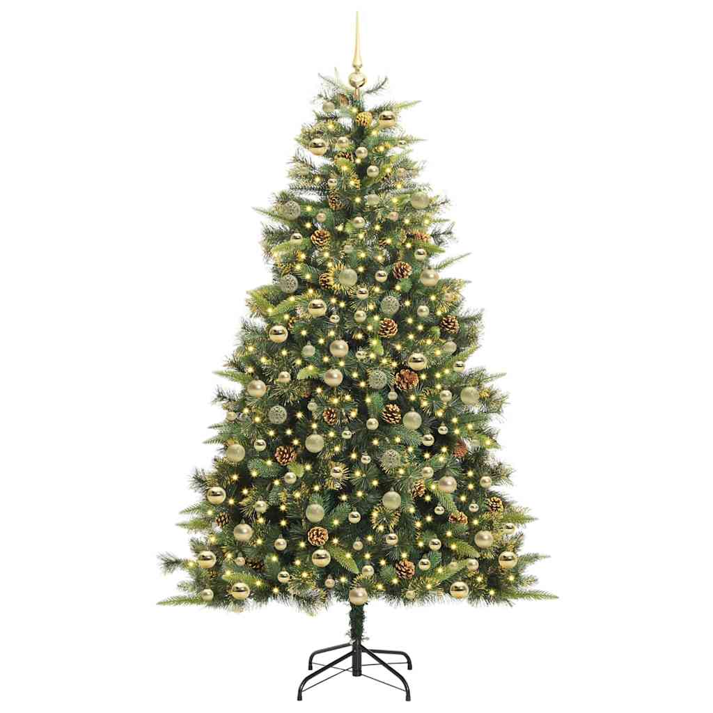 Kunstmatige Scharnier Kerstboom met Cones Groen 210 cm