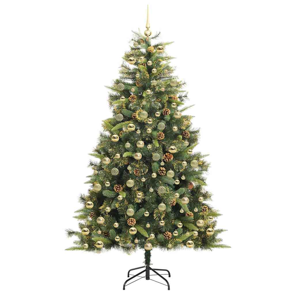 Kunstmatige Scharnier Kerstboom met Cones Groen 210 cm