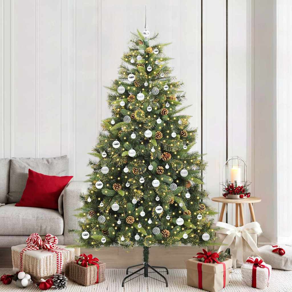 Kunstmatige Scharnier Kerstboom met Cones Groen 210 cm