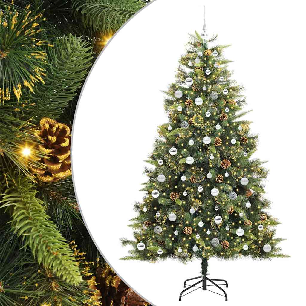Kunstmatige Scharnier Kerstboom met Cones Groen 210 cm