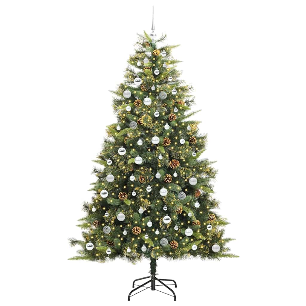 Kunstmatige Scharnier Kerstboom met Cones Groen 210 cm