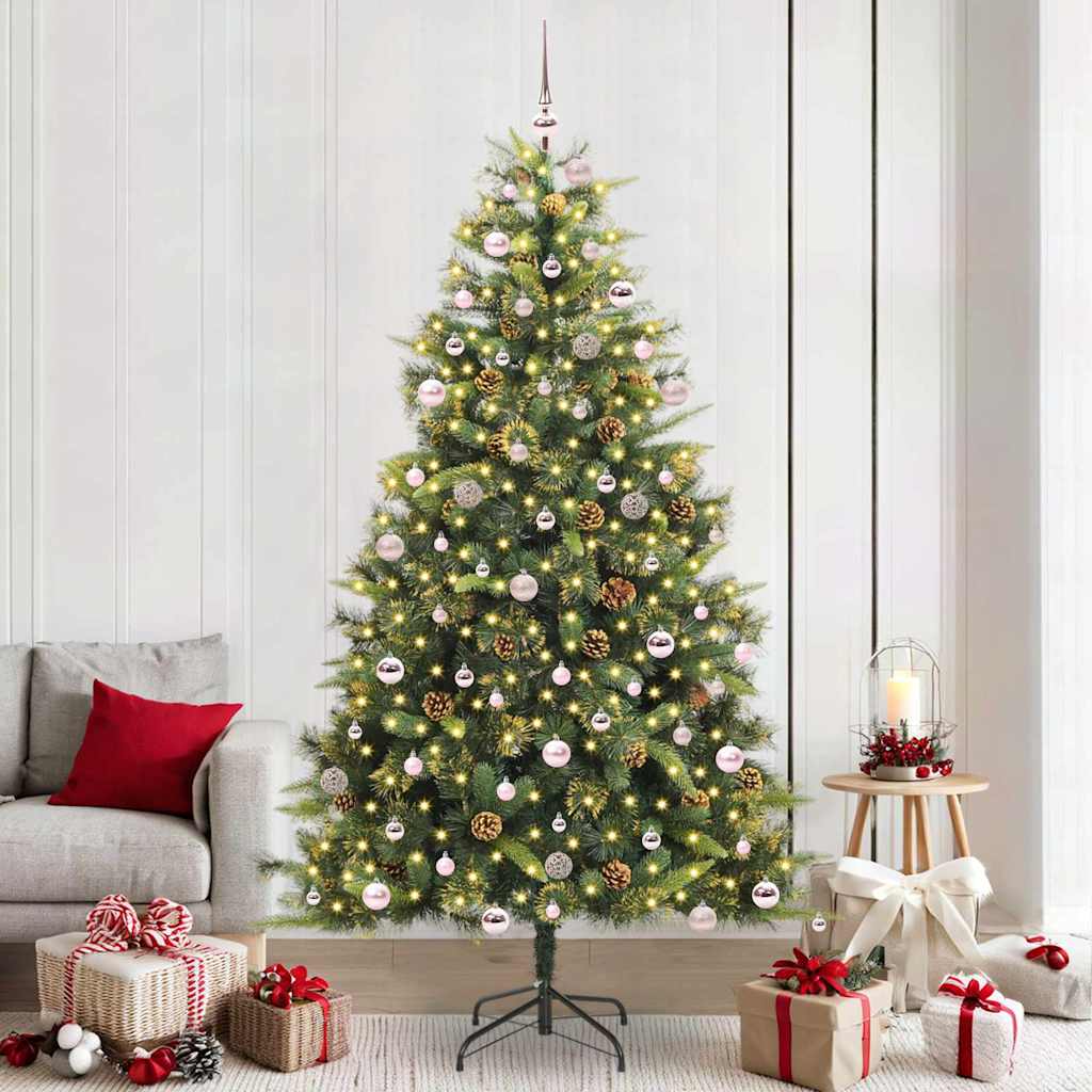 Kunstmatige Scharnier Kerstboom met Cones Groen 240 cm is nu te koop bij PeponiXL, paradijselijk wonen!