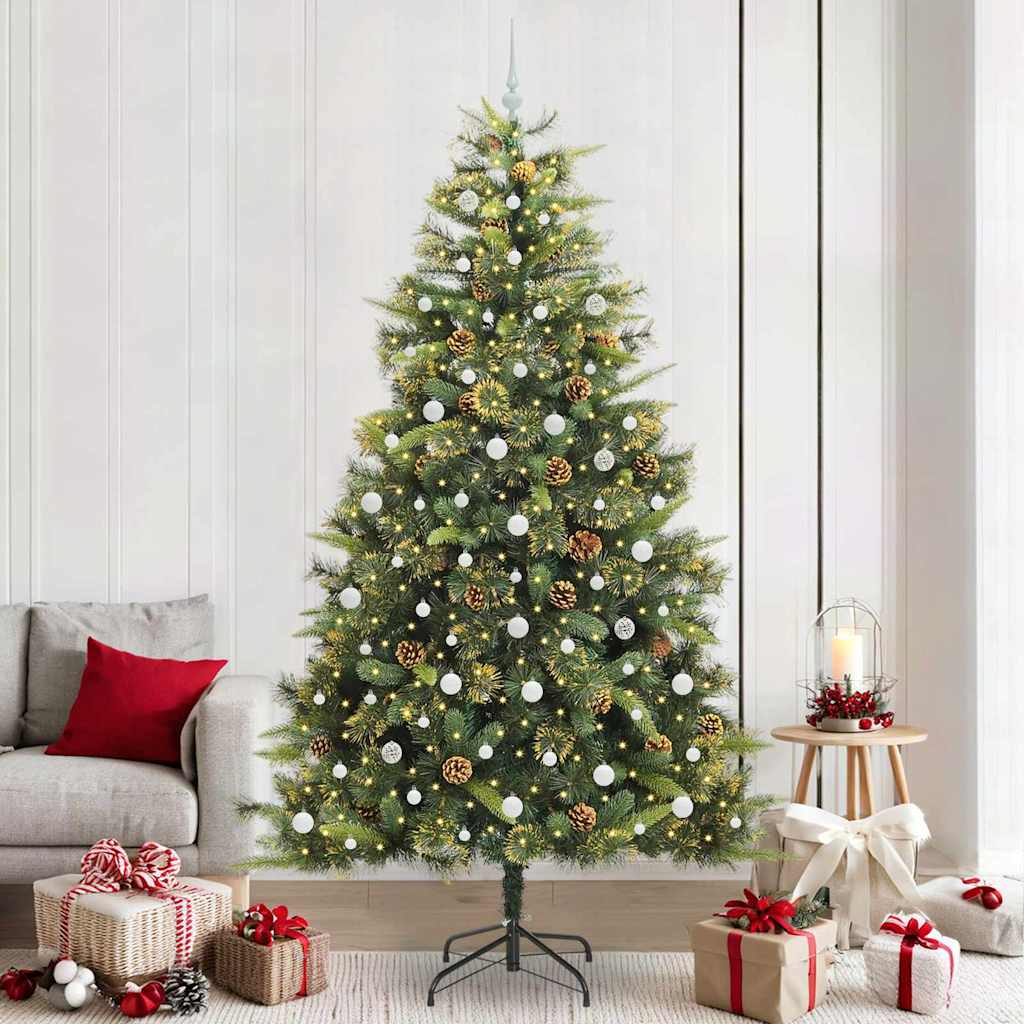 Kunstmatige Scharnier Kerstboom met Cones Groen 240 cm is nu te koop bij PeponiXL, paradijselijk wonen!