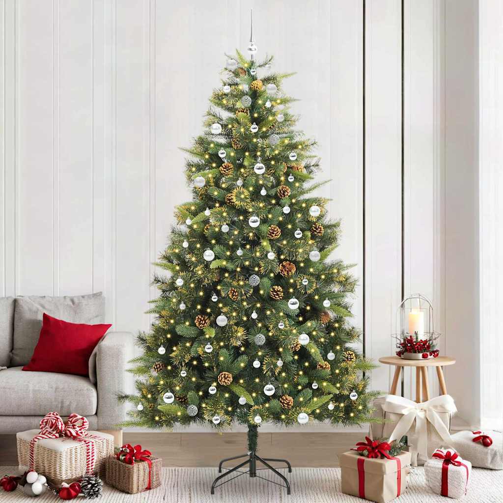 Kunstmatige Scharnier Kerstboom met Cones Groen 240 cm is nu te koop bij PeponiXL, paradijselijk wonen!