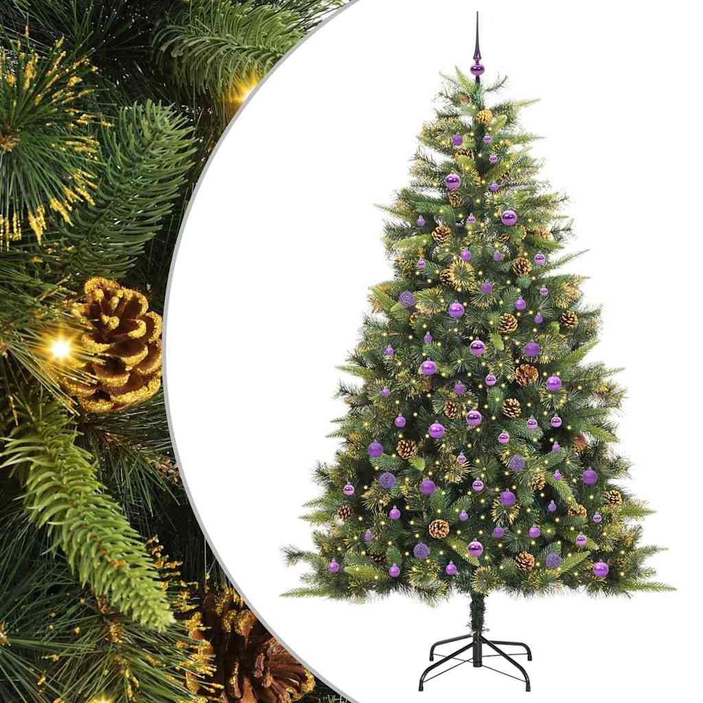 Kunstmatige Scharnier Kerstboom met Cones Groen 240 cm is nu te koop bij PeponiXL, paradijselijk wonen!