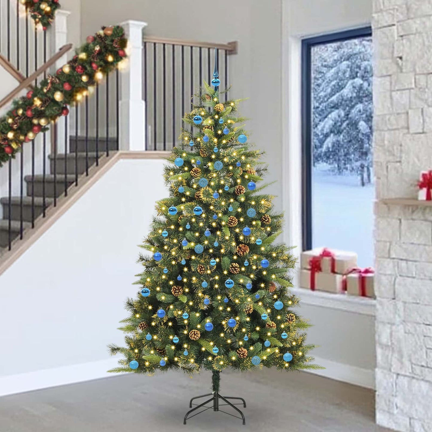 Kunstmatige Scharnier Kerstboom met Cones Groen 240 cm is nu te koop bij PeponiXL, paradijselijk wonen!