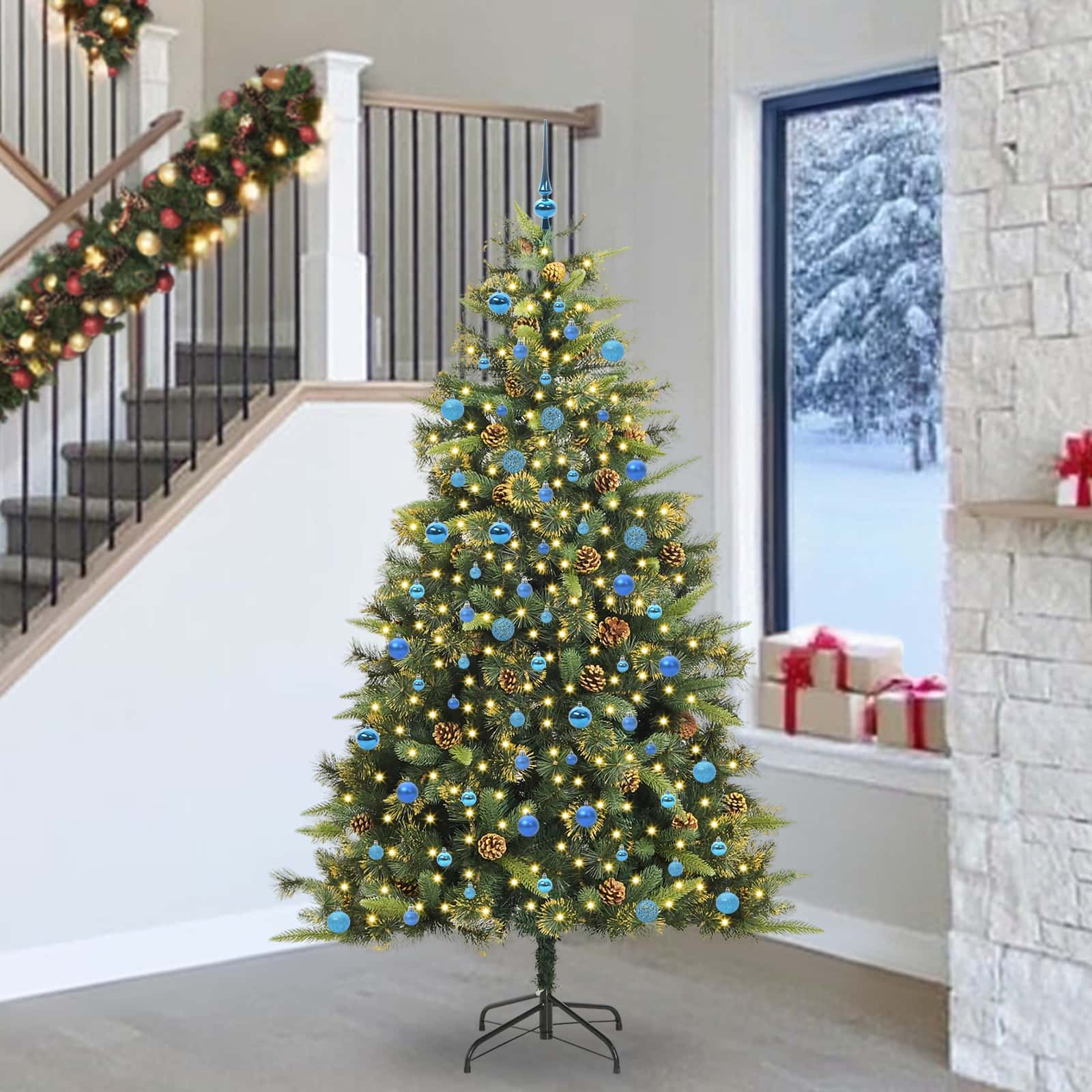Kunstmatige Scharnier Kerstboom met Cones Groen 240 cm is nu te koop bij PeponiXL, paradijselijk wonen!