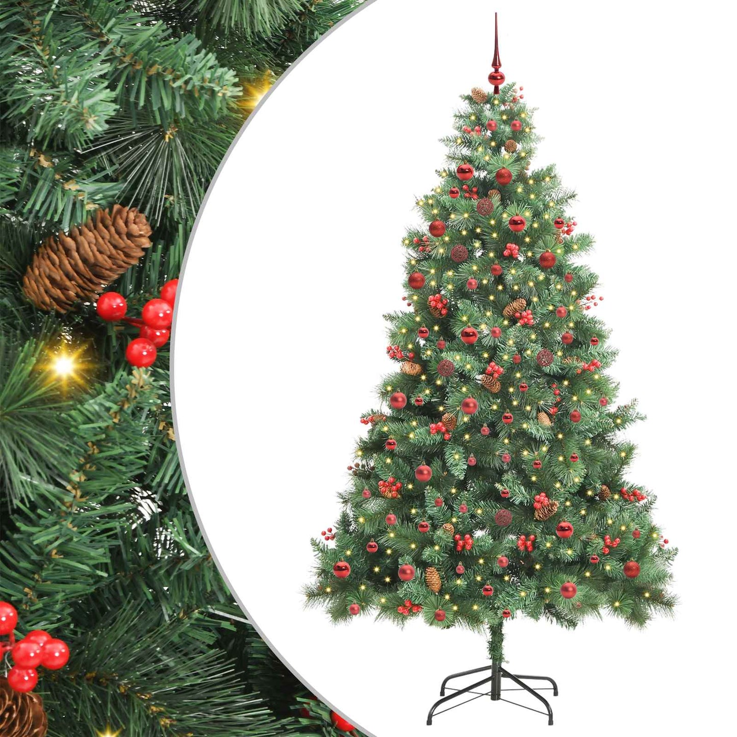 Kunstkerstboom met LED -striplichten Groen 210 cm PVC en Metaal is nu te koop bij PeponiXL, paradijselijk wonen!