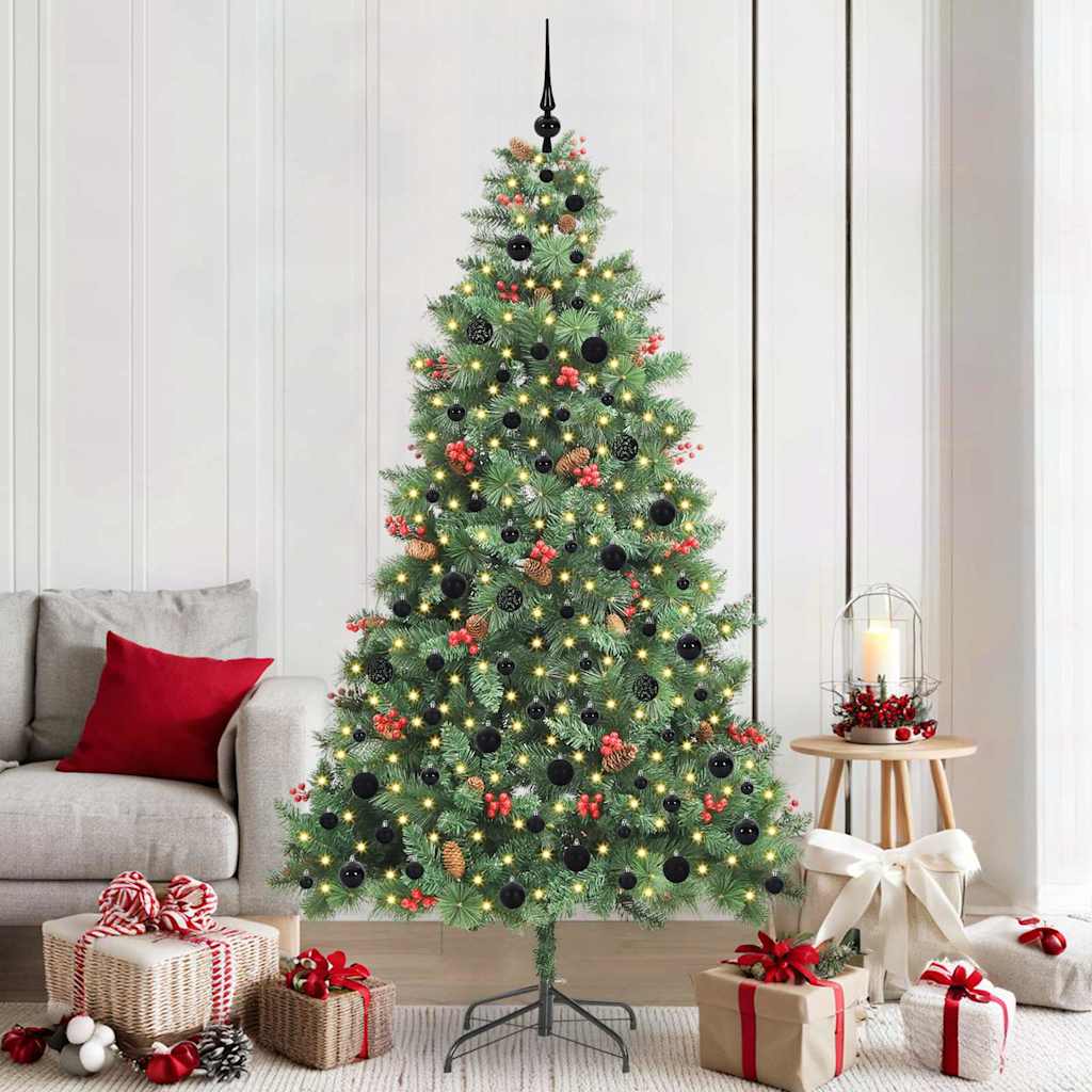 Kunstkerstboom met LED -striplichten Groen 210 cm PVC en Metaal is nu te koop bij PeponiXL, paradijselijk wonen!
