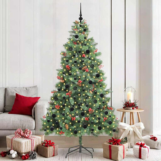 Kunstkerstboom met LED -striplichten Groen 210 cm PVC en Metaal is nu te koop bij PeponiXL, paradijselijk wonen!